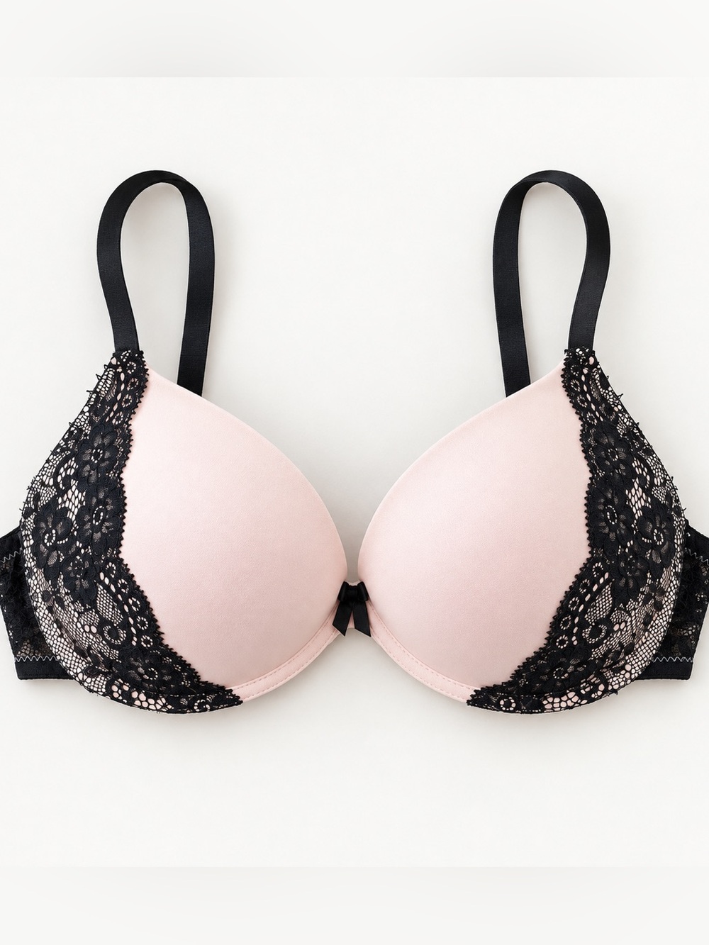 H&M Pink and Black Lace Padded Bra - NWOT